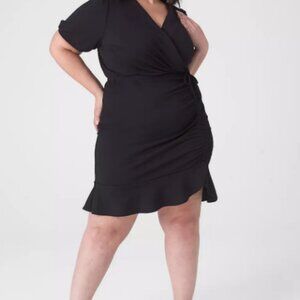 Lane Bryant Black Puff Sleeve Wrap Dress